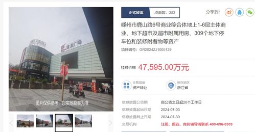 紹興嵊州寶龍廣場商業綜合體掛牌轉讓，掛牌價4.7億元